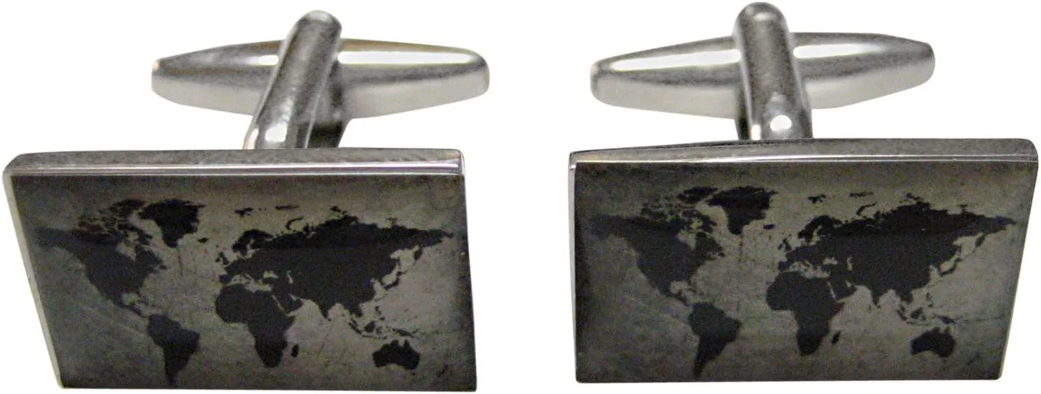 Kiola Designs Rectangular World Map Cufflinks