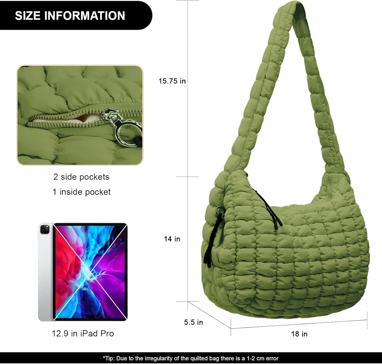 Large Puffer Tote Bag for Women Quilted Crossbody Bag, Hobo Quilted Tote Bag Crossbody Shoulder Handbags Puff Purse