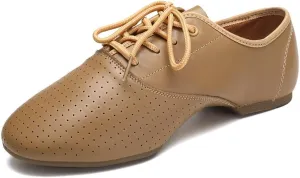 Latin Dance Practice Shoes for Women Closed Toe Lace-up Modern Salsa Tango Standard Dancing Shoes,Model RY-ZPJS-0.39" heel