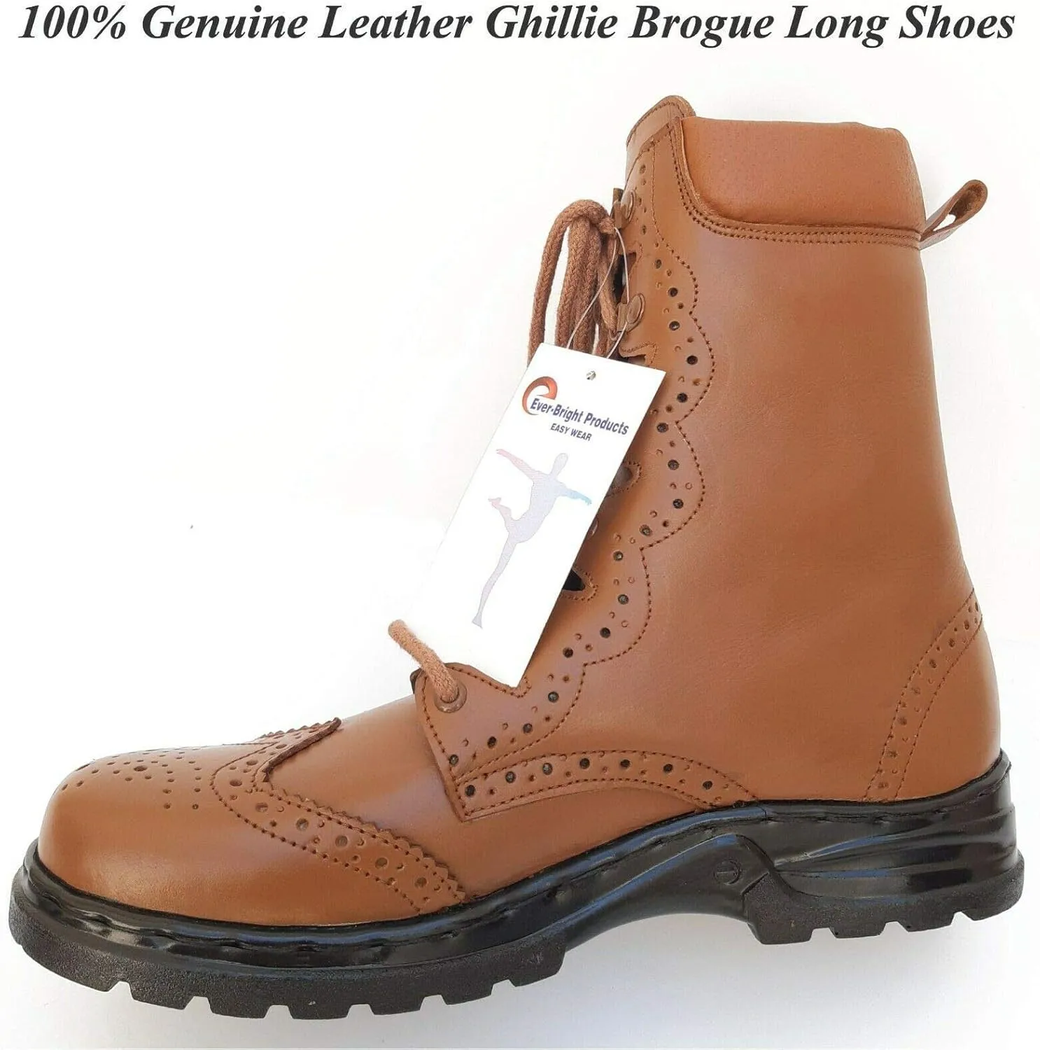 Leather Ghillie Brogue Kilt Long Shoes Traditional Scottish Piper and Highland Outfit Wedding Shoes UK Size 6-13