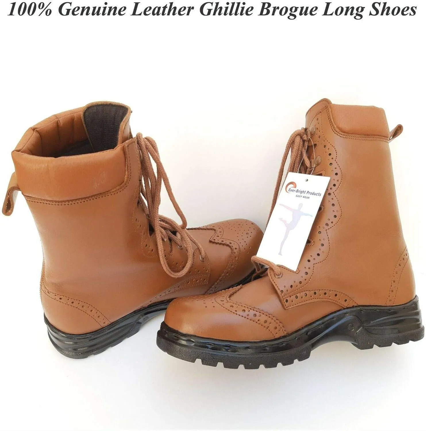 Leather Ghillie Brogue Kilt Long Shoes Traditional Scottish Piper and Highland Outfit Wedding Shoes UK Size 6-13