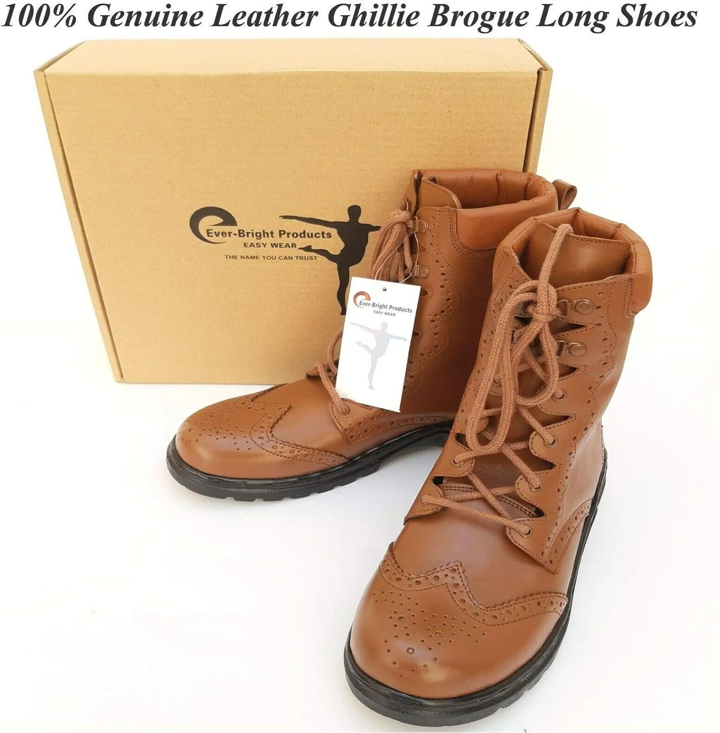 Leather Ghillie Brogue Kilt Long Shoes Traditional Scottish Piper and Highland Outfit Wedding Shoes UK Size 6-13