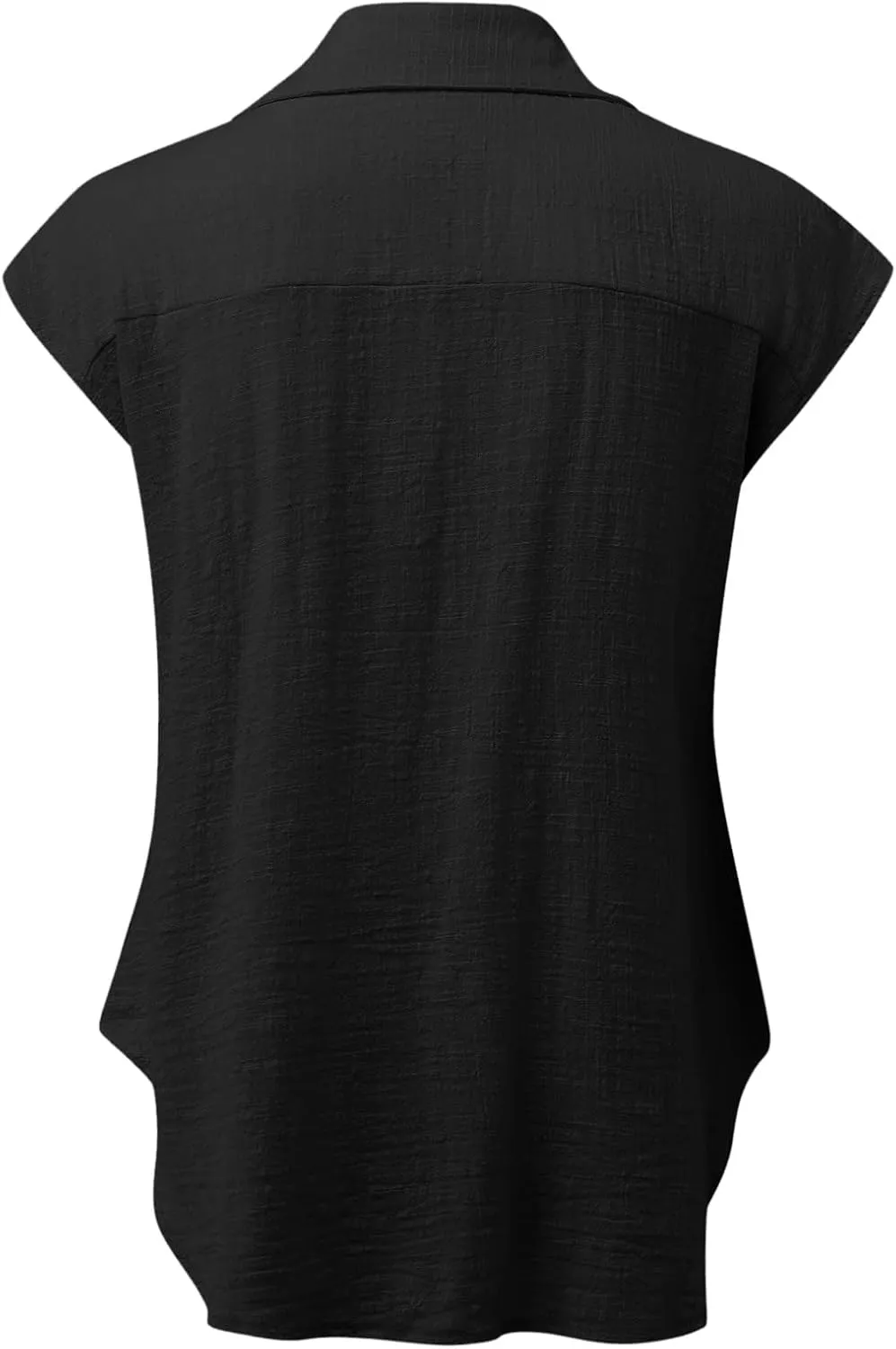 Linen Shirts for Women Summer Button Down Cap Sleeve Shirts Casual Loose Solid V Neck Tops Business Casual Blouses