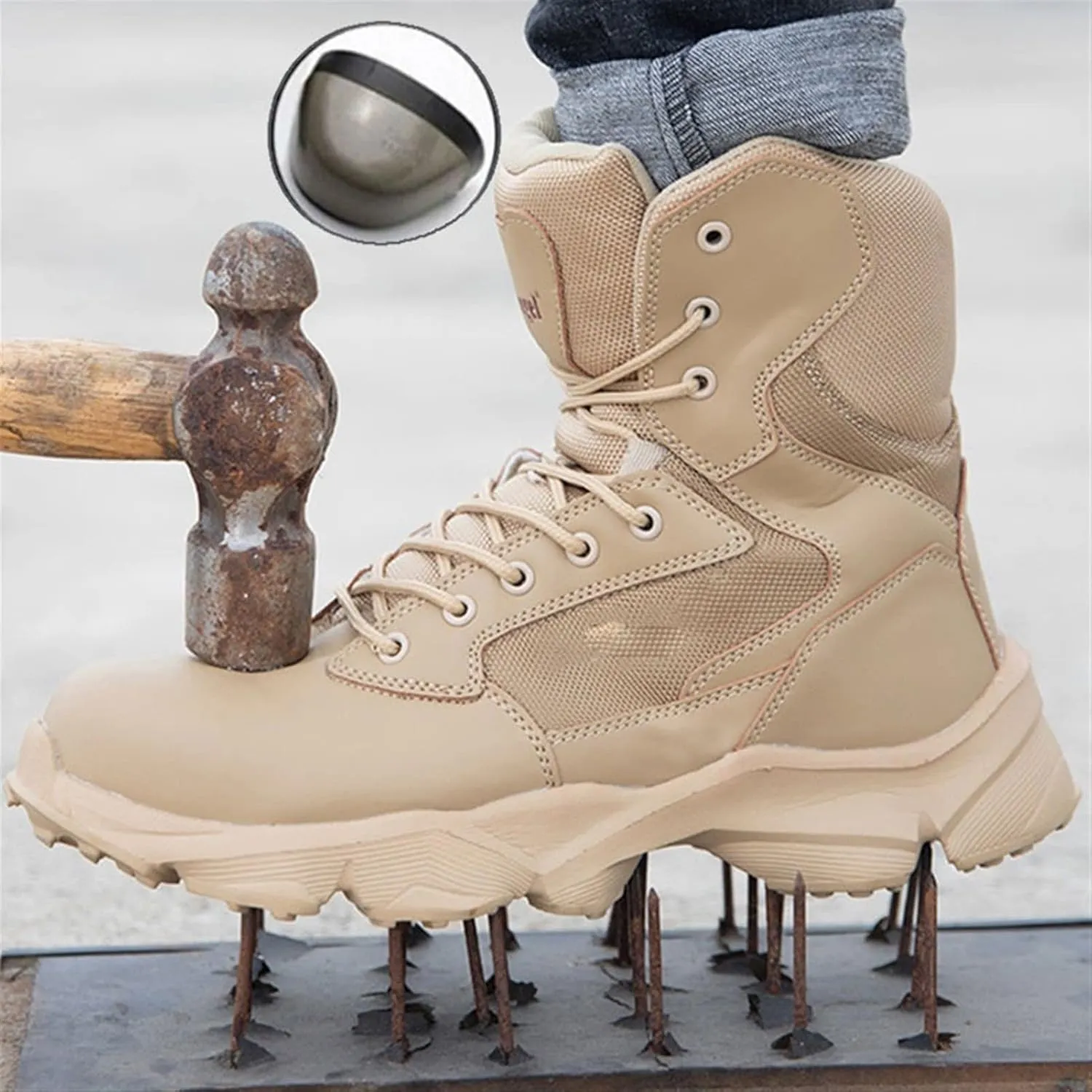 Men winter boots Waterproof Men Boots Safety Shoes Security Steel Toe Cap Boots Working Steel Toe Anti-Smashing Men's Work Boots