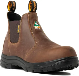 Men's ASTM & CSA Certified Composite Toe Chelsea Work Boots  100% Leather, Lightweight, I/C/EH/PR/ESR, Oil/Slip/Heat Resistant, Rubber Outsole, Safety Boots 5666
