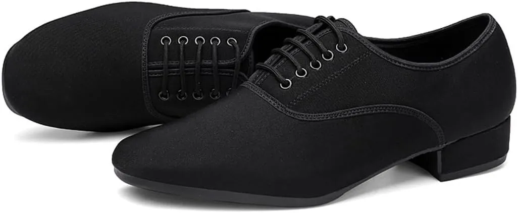 Men's Ballroom Dance Shoes, 2.5Cm/1Inchs Tango Salsa Latin Character Shoe Breathable Canvas Dancing Shoes for Men