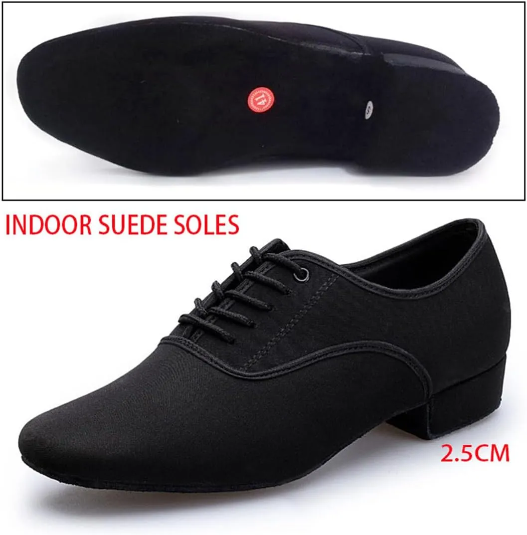 Men's Ballroom Dance Shoes, 2.5Cm/1Inchs Tango Salsa Latin Character Shoe Breathable Canvas Dancing Shoes for Men