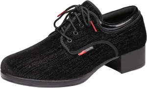 Men's Modern Dance Shoes,Comfort Low Chunky Block Heel Soft Sole Lace-up Tango Latin Ballroom Dress Oxford Cloth Shoes