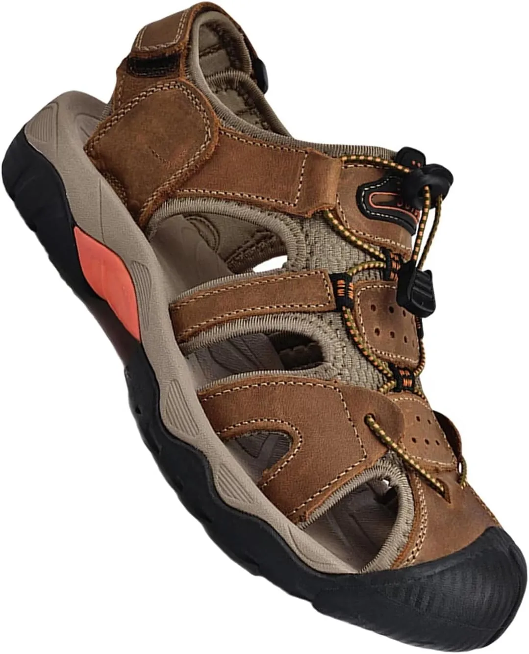 Men's Sport Sandals Closed Toe Breathable Sandals Summer Fisherman Beach Shoes Leather Sandals for Walking Hiking