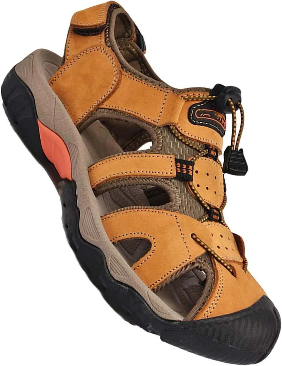 Men's Sport Sandals Closed Toe Breathable Sandals Summer Fisherman Beach Shoes Leather Sandals for Walking Hiking