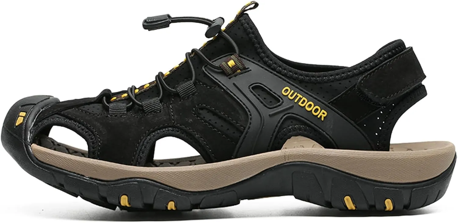 Mens Sport Sandals Outdoor Hiking Sandals Closed Toe Waterproof Casual Lightweight Summer Breathable Beach Shoes