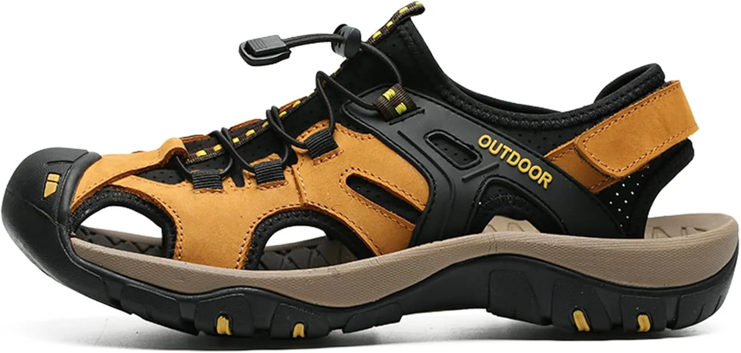 Mens Sport Sandals Outdoor Hiking Sandals Closed Toe Waterproof Casual Lightweight Summer Breathable Beach Shoes