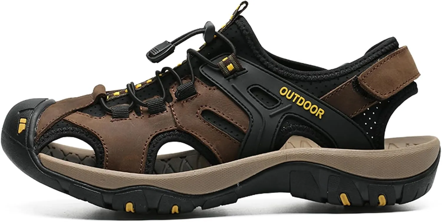 Mens Sport Sandals Outdoor Hiking Sandals Closed Toe Waterproof Casual Lightweight Summer Breathable Beach Shoes