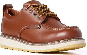 Men's SureTrack 4" Leather Soft Toe Work Shoes for Men, Moc Toe Wedeg Slip Resistant Outsole, EH, Industrial Work Shoe 82994-EE-10.5
