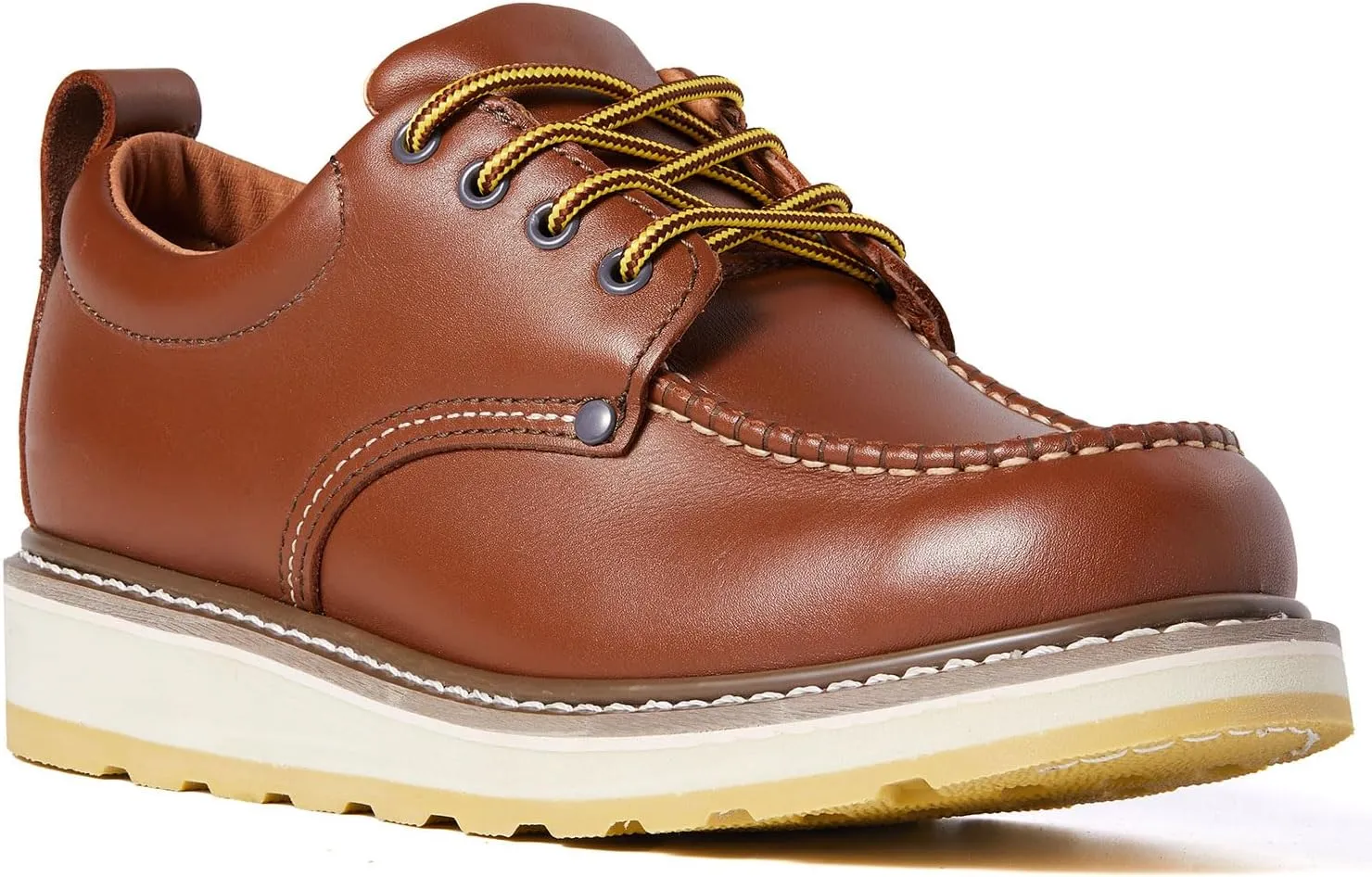 Men's SureTrack 4" Leather Soft Toe Work Shoes for Men, Moc Toe Wedeg Slip Resistant Outsole, EH, Industrial Work Shoe 82994-EE-10.5