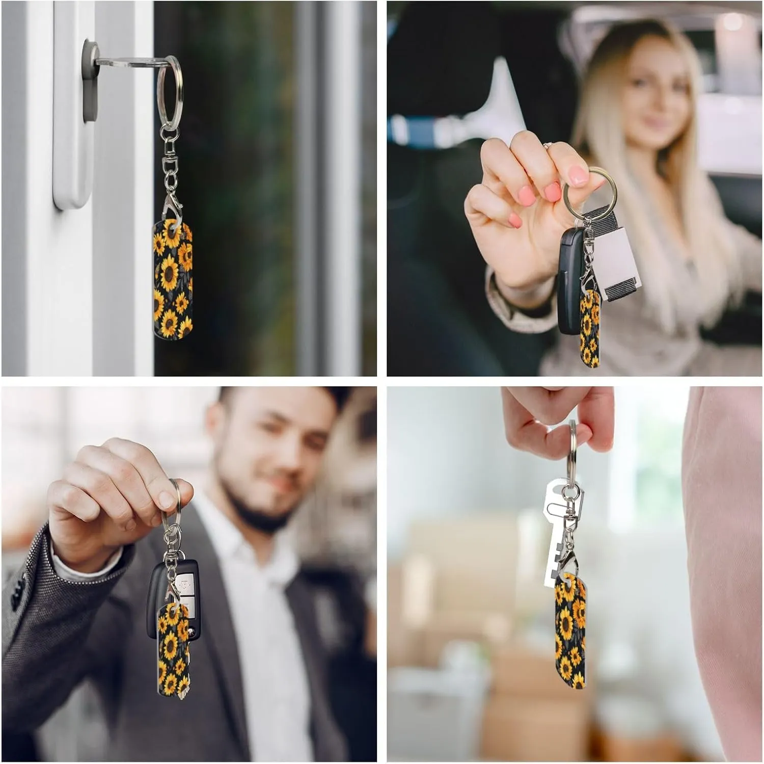 Metal Keychain for Car Motorcycle Rectangular Holder for Women Men,2 inche