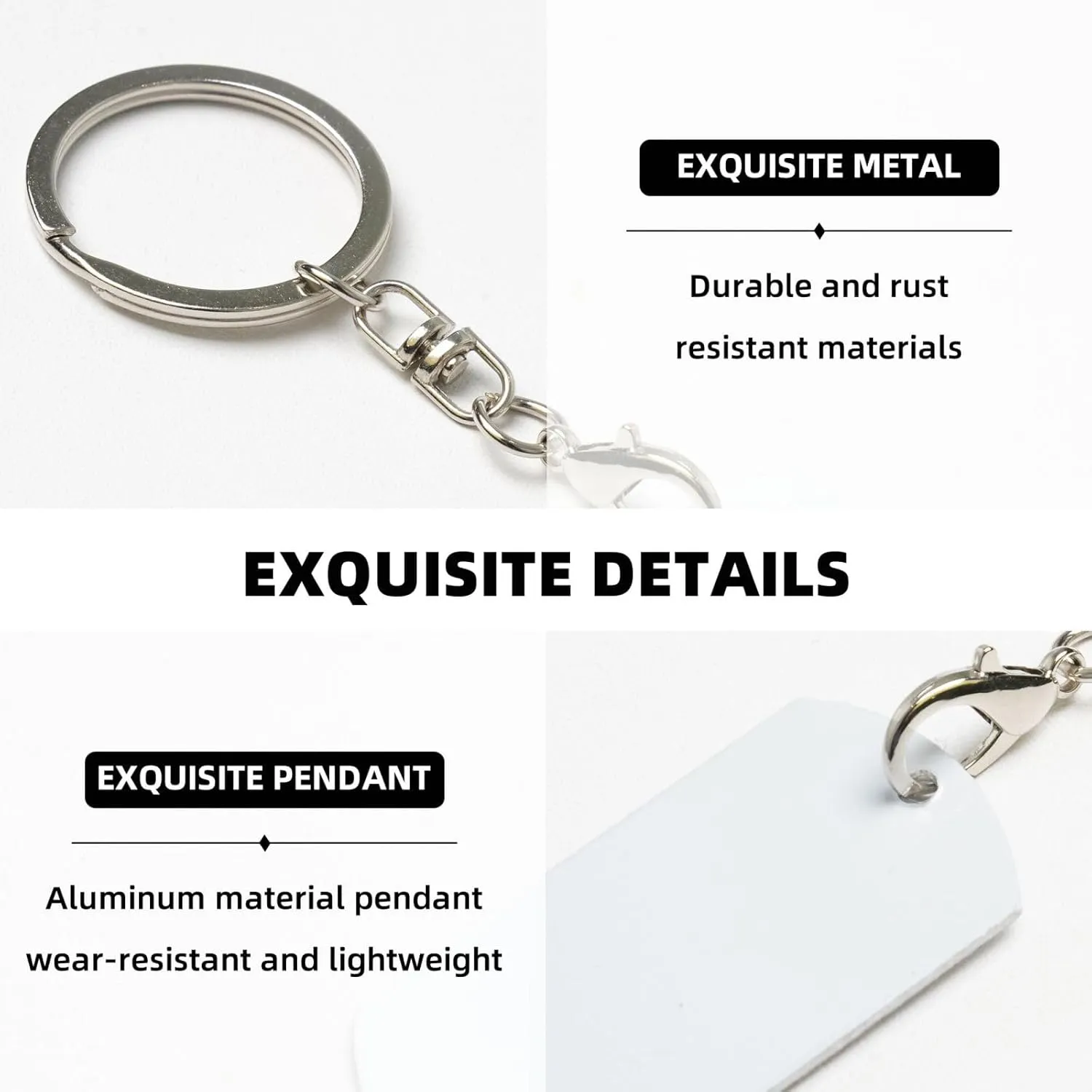 Metal Keychain for Car Motorcycle Rectangular Holder for Women Men,2 inche