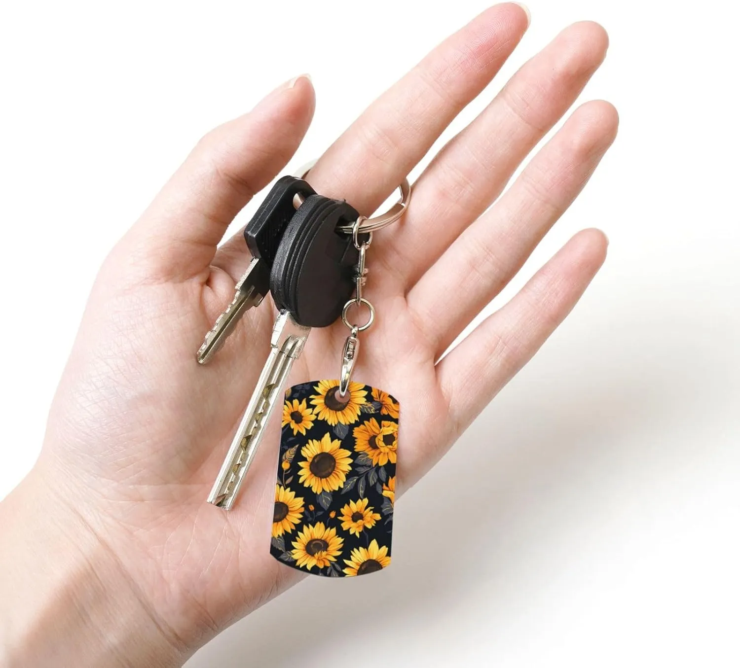 Metal Keychain for Car Motorcycle Rectangular Holder for Women Men,2 inche
