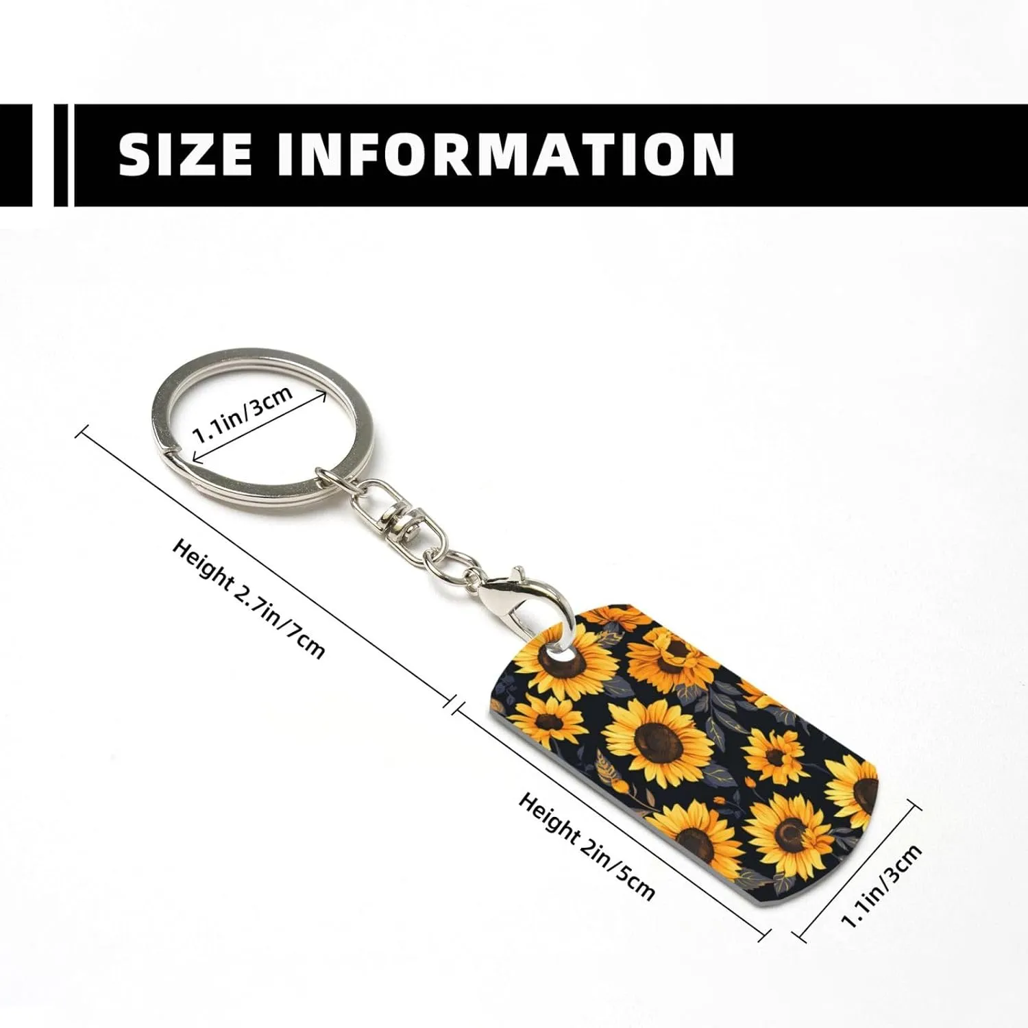 Metal Keychain for Car Motorcycle Rectangular Holder for Women Men,2 inche