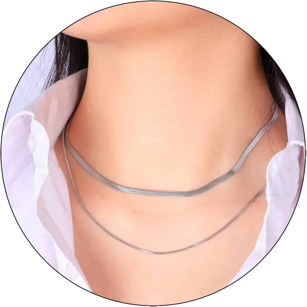 MILAKOO Snake Chains Necklace for Women Gold Plated Layered Choker Trendy Minimalist Dainty Birthday Gifts