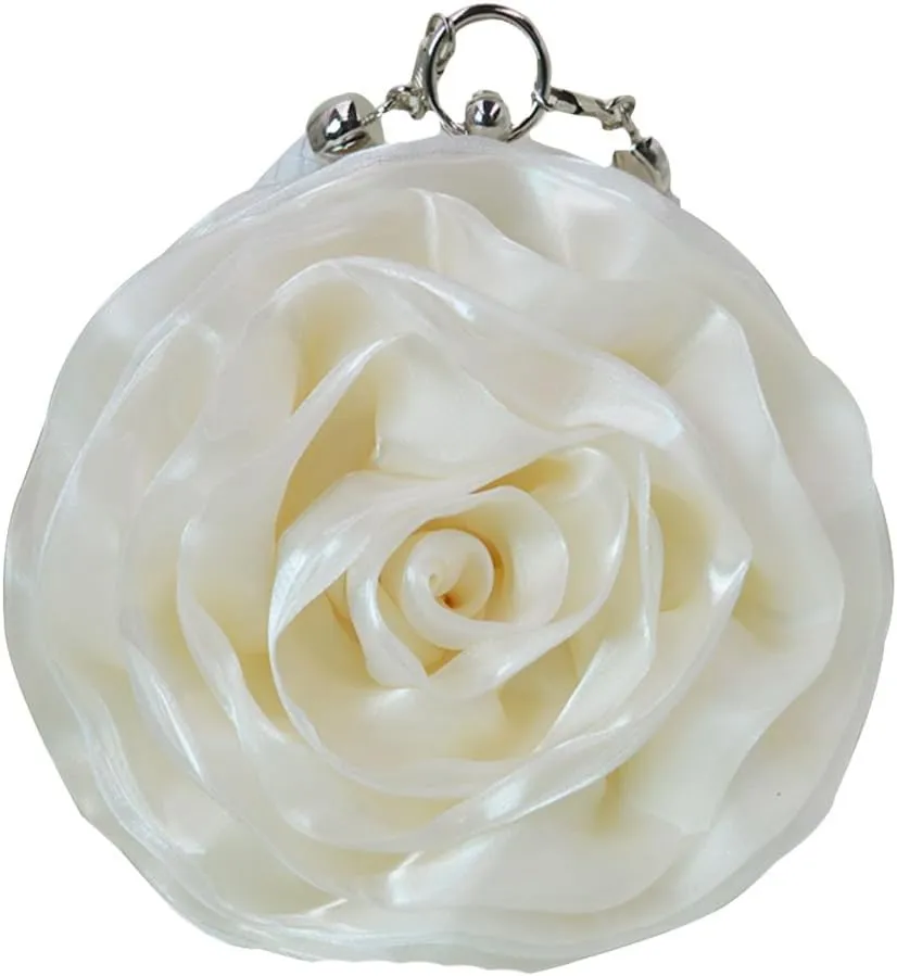 Mily Womens Satin Evening Bag Flower Shaped Wristlet Soft Satin Wristlet Handbag Wedding Party Purse
