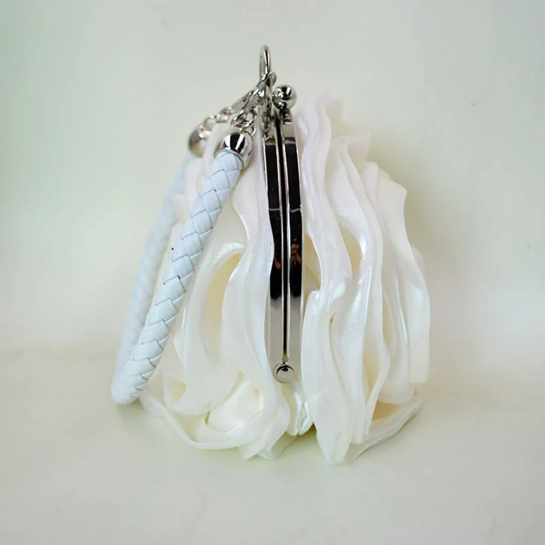 Mily Womens Satin Evening Bag Flower Shaped Wristlet Soft Satin Wristlet Handbag Wedding Party Purse