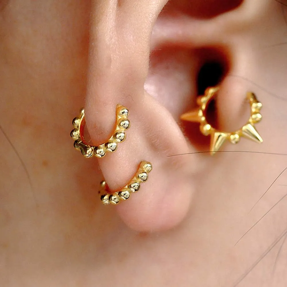 Minimalist Ball Bead Small Hoop Earrings for Women Girls S925 Sterling Silver Pierced Ear Simple Cartilage Tragus Sleeper Huggie Mini Hoops Irregular Tiny Dot Hinged Fashion Jewelry