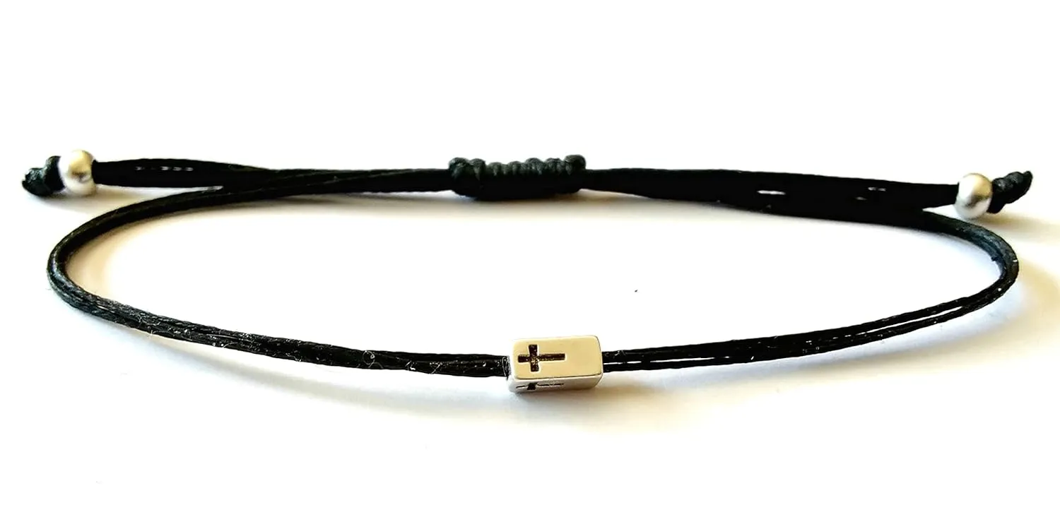 Minimalist cross bracelet men Cross Jewelry women Religious Christian Prayer Faith Catholic gifts First communion gift Confirmation gift