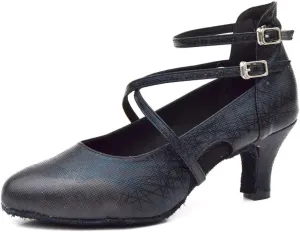 Misu Women's Closed Toe Suede Sole Latin Salsa Tango Practice Ballroom Dance Shoes with 2.2" Heel