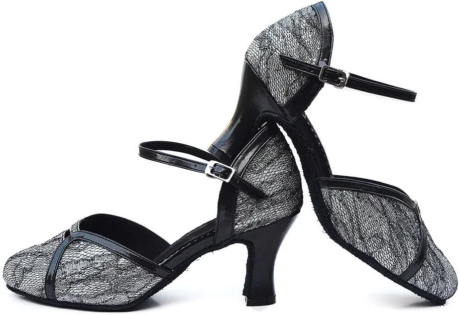 Misu Women's Closed Toe Suede Sole Latin Salsa Tango Practice Ballroom Dance Shoes with 2.3" Heel