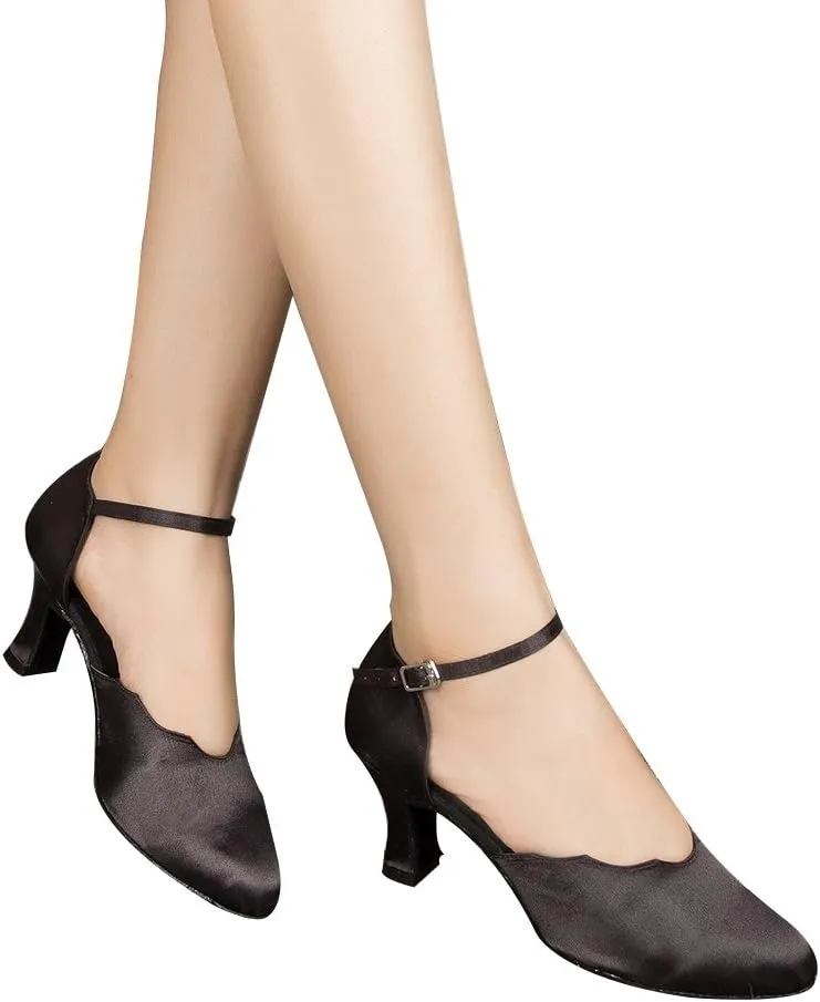 Misu Women's Closed Toe Suede Sole Latin Salsa Tango Practice Ballroom Dance Shoes with 2.7" Heel