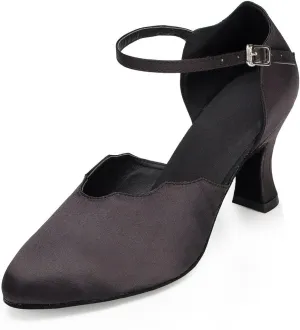 Misu Women's Closed Toe Suede Sole Latin Salsa Tango Practice Ballroom Dance Shoes with 2.7" Heel