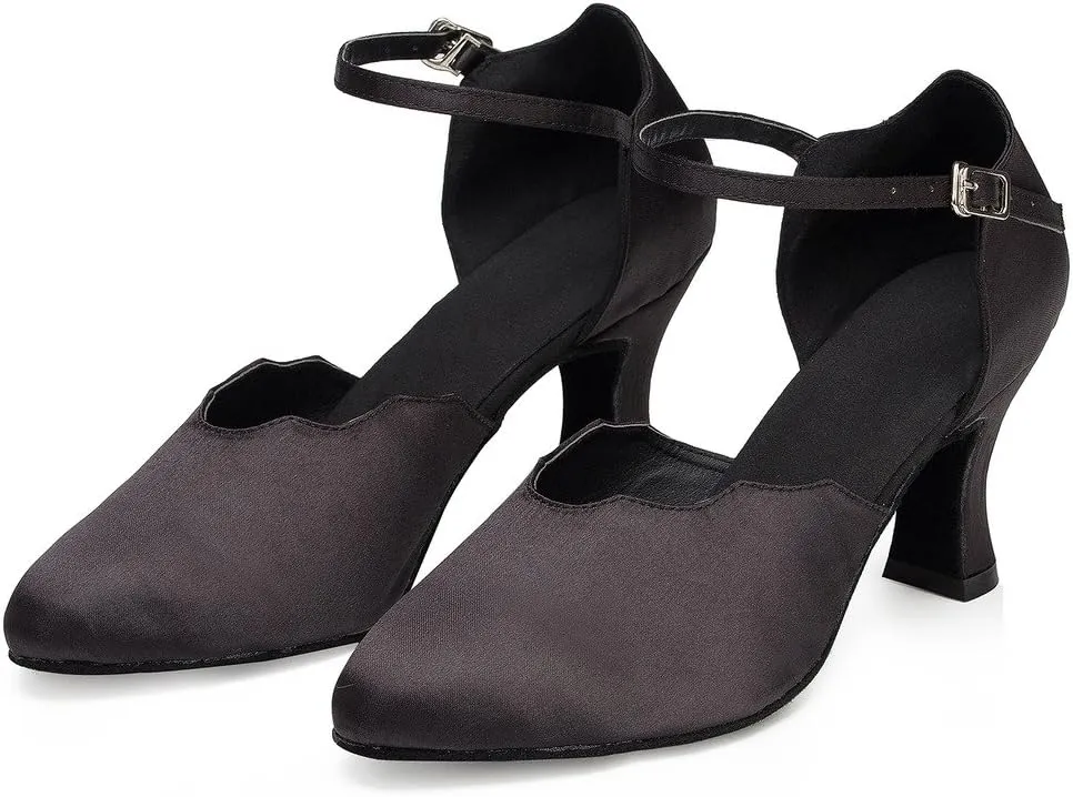 Misu Women's Closed Toe Suede Sole Latin Salsa Tango Practice Ballroom Dance Shoes with 2.7" Heel