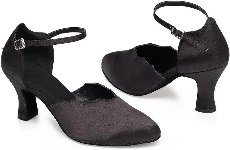 Misu Women's Closed Toe Suede Sole Latin Salsa Tango Practice Ballroom Dance Shoes with 2.7" Heel