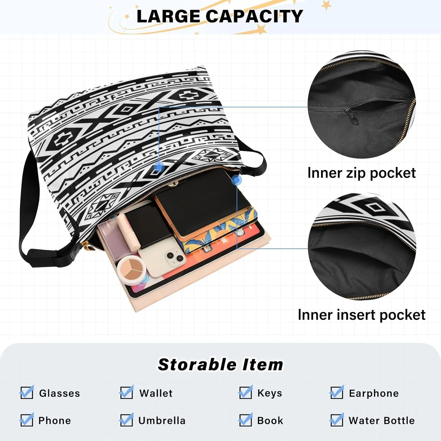 Oldstyle African Textile Leather Shoulder Bag, Lightweight Shoulder Hobo Bag, Long Shoulder Bag Women