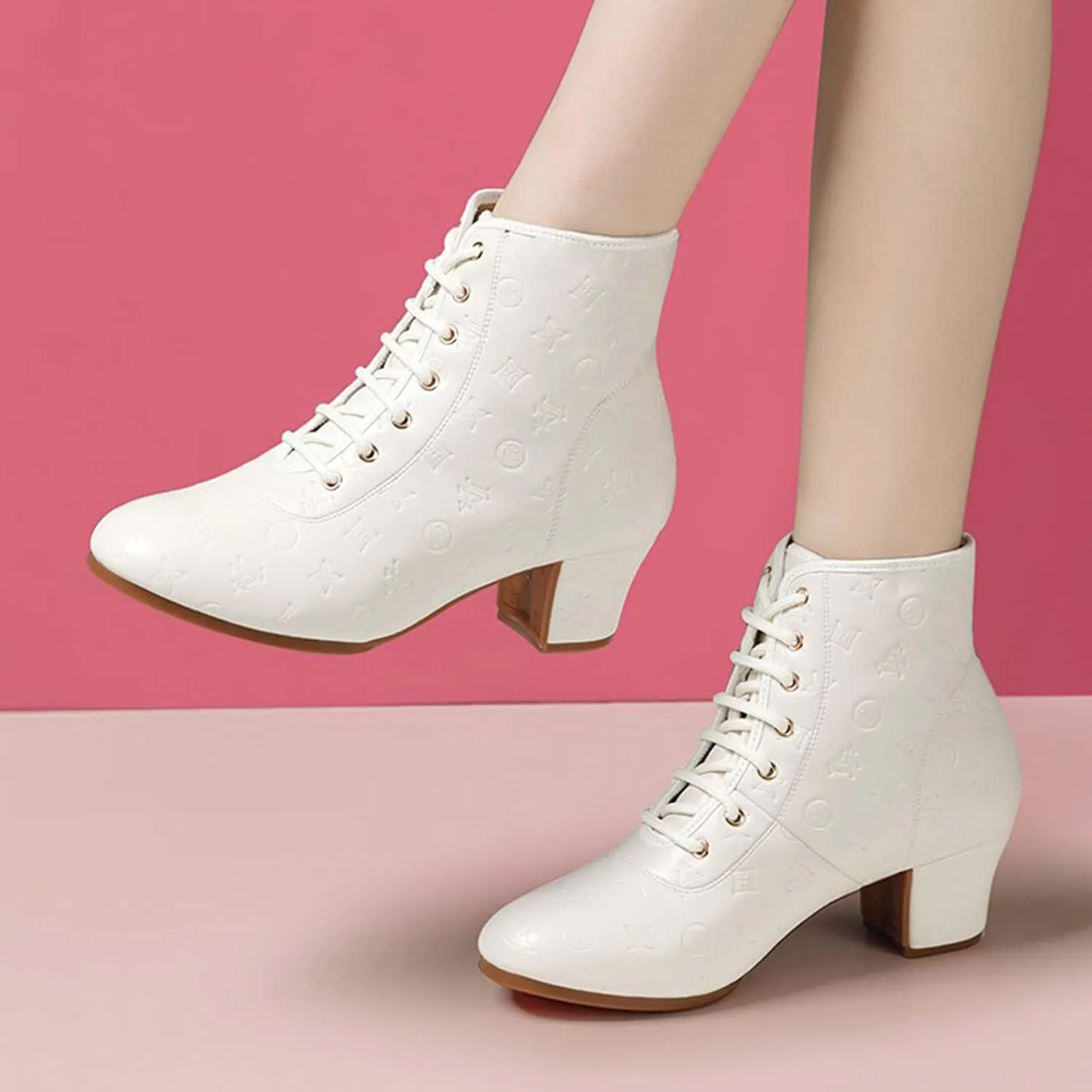 ONAIC Jazz Boots for Womens Leather Dance Boots Ballroom Dance Shoes Salsa Tango Sneakers