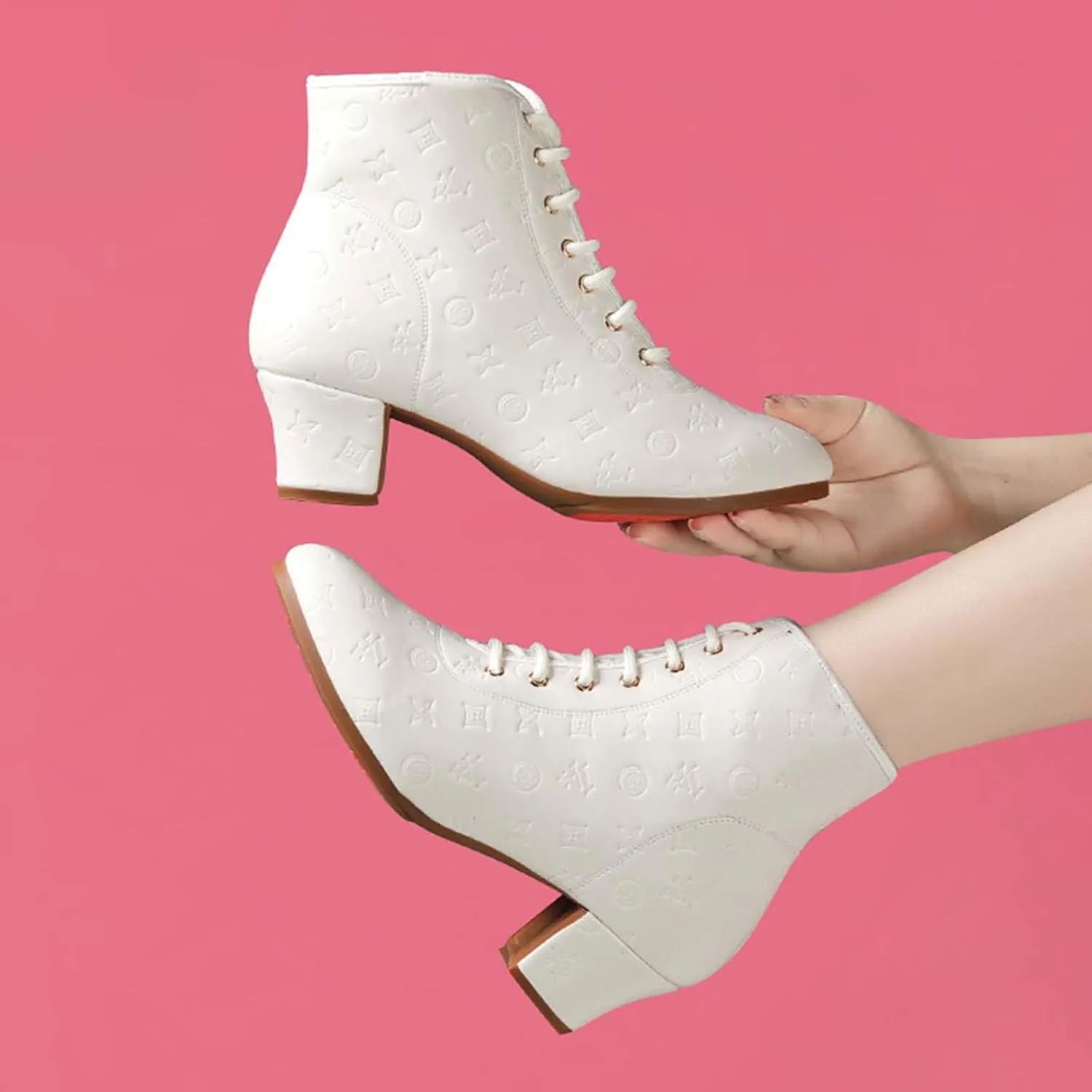ONAIC Jazz Boots for Womens Leather Dance Boots Ballroom Dance Shoes Salsa Tango Sneakers