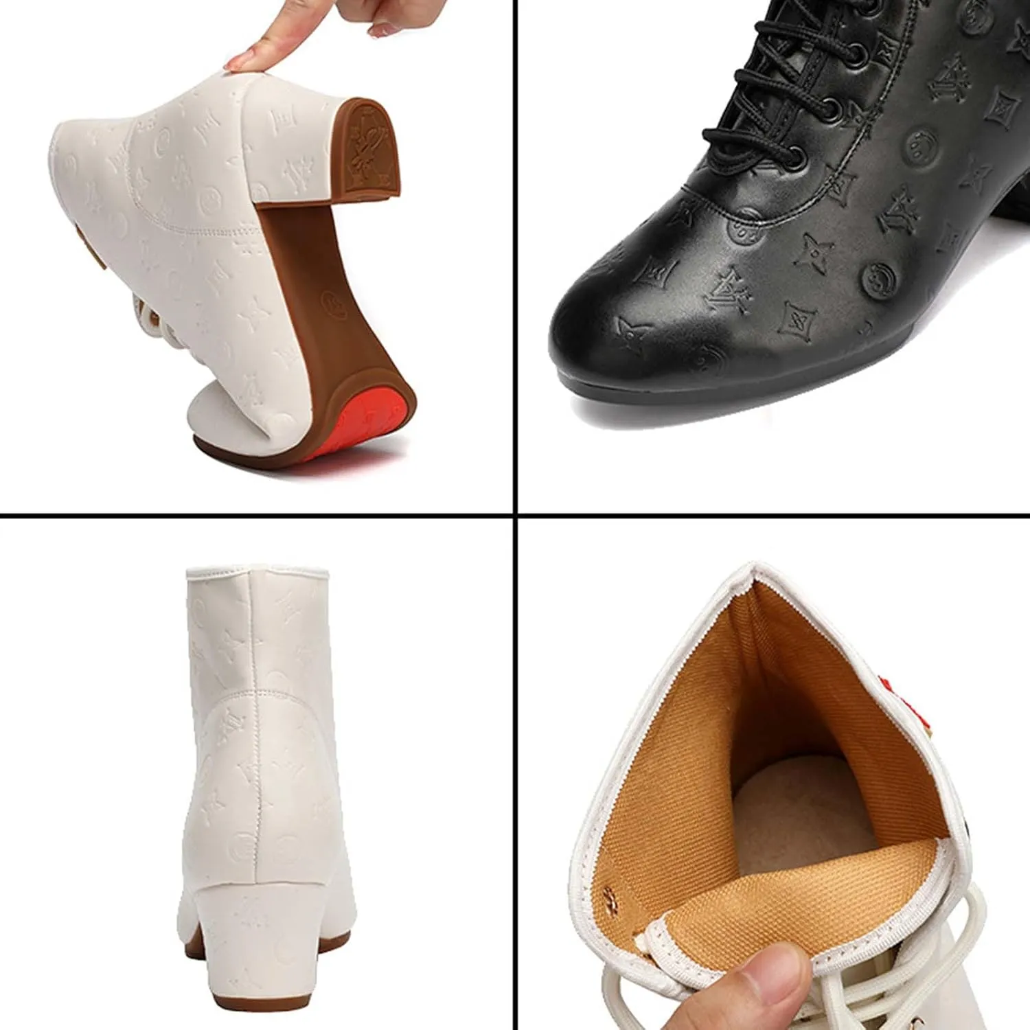 ONAIC Jazz Boots for Womens Leather Dance Boots Ballroom Dance Shoes Salsa Tango Sneakers