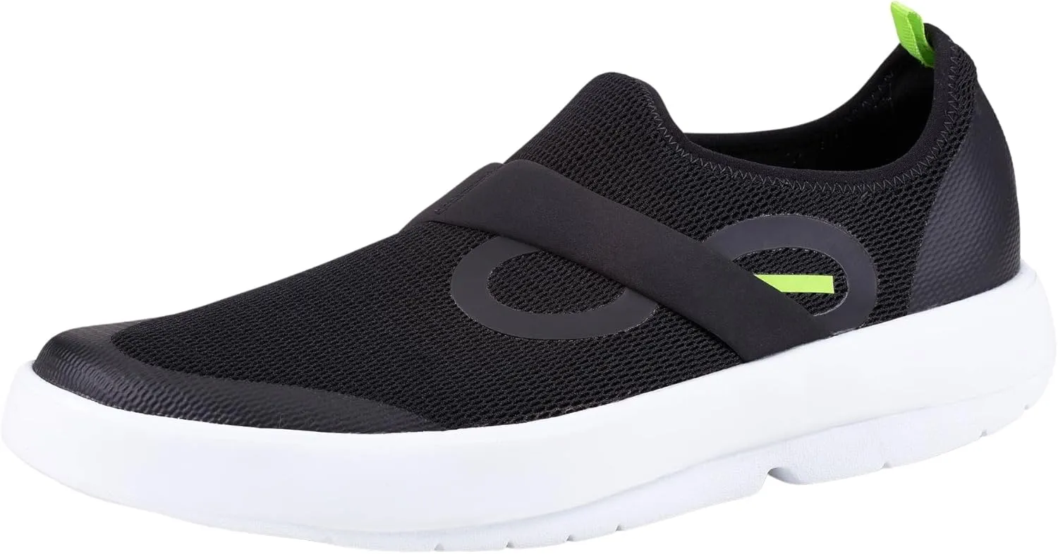 OOFOS OOmg Low Shoe, White & Black - Mens Size 10 - Lightweight Recovery Footwear - Reduces Stress on Feet, Joints & Back - Machine Washable