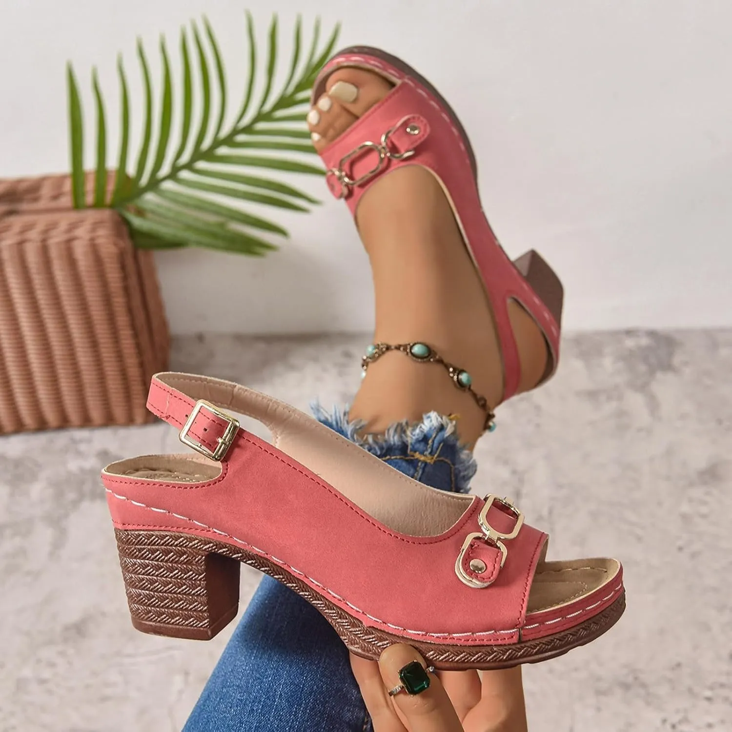 Orthopedic Platform Wedge Sandals for Women Walking Slippers Arch Support Summer Dressy Open Toe Ankle Strap Sandal Sandals Beach Boho Shoes Comfortable Outdoor Shoes