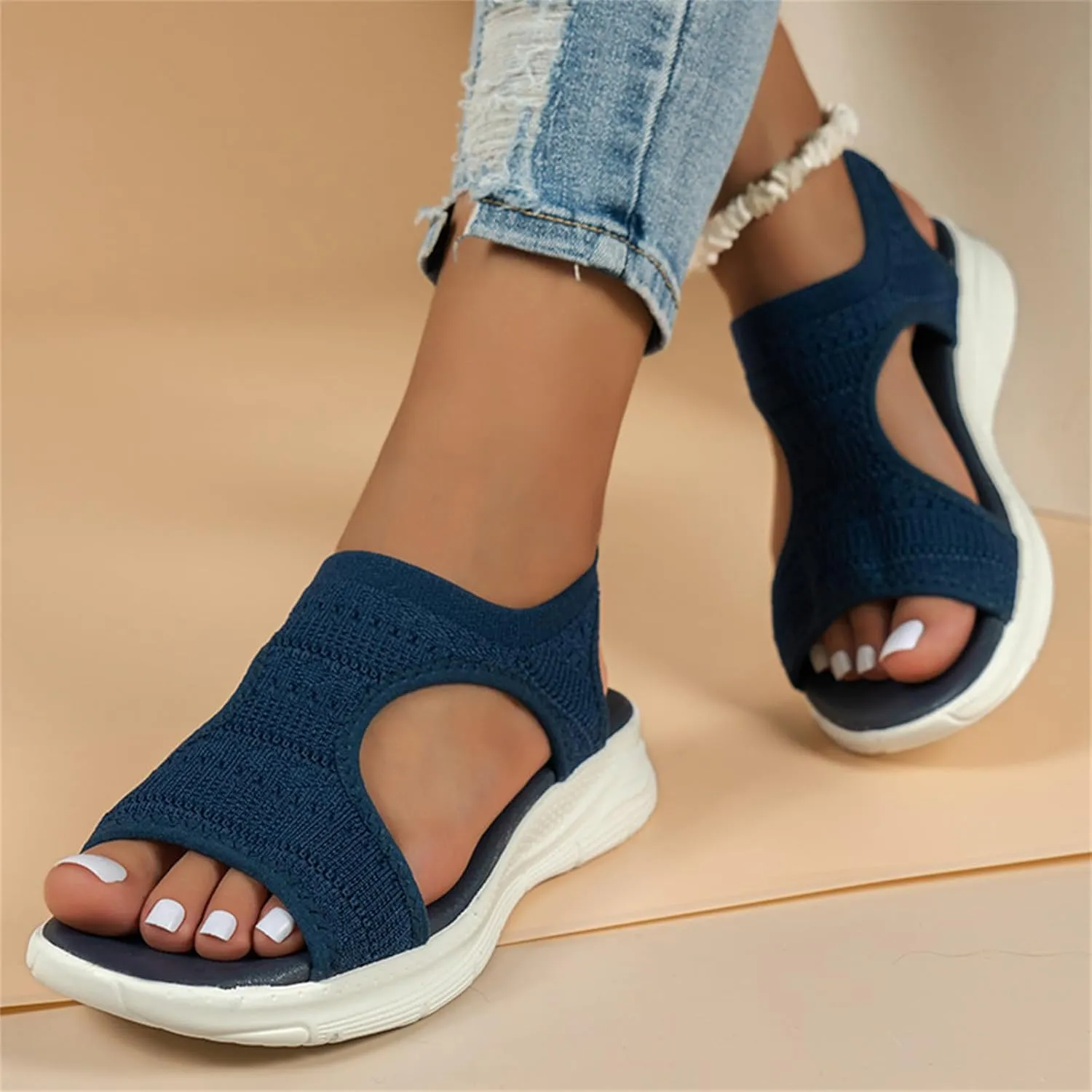 Orthopedic Sandals for Women Arch Support Sandals Women's Comfortable Plantar Fasciitis Non-Slip Sandal, Casual Open Toe Mesh Sport Shoes Walking Platform Dress Sandal