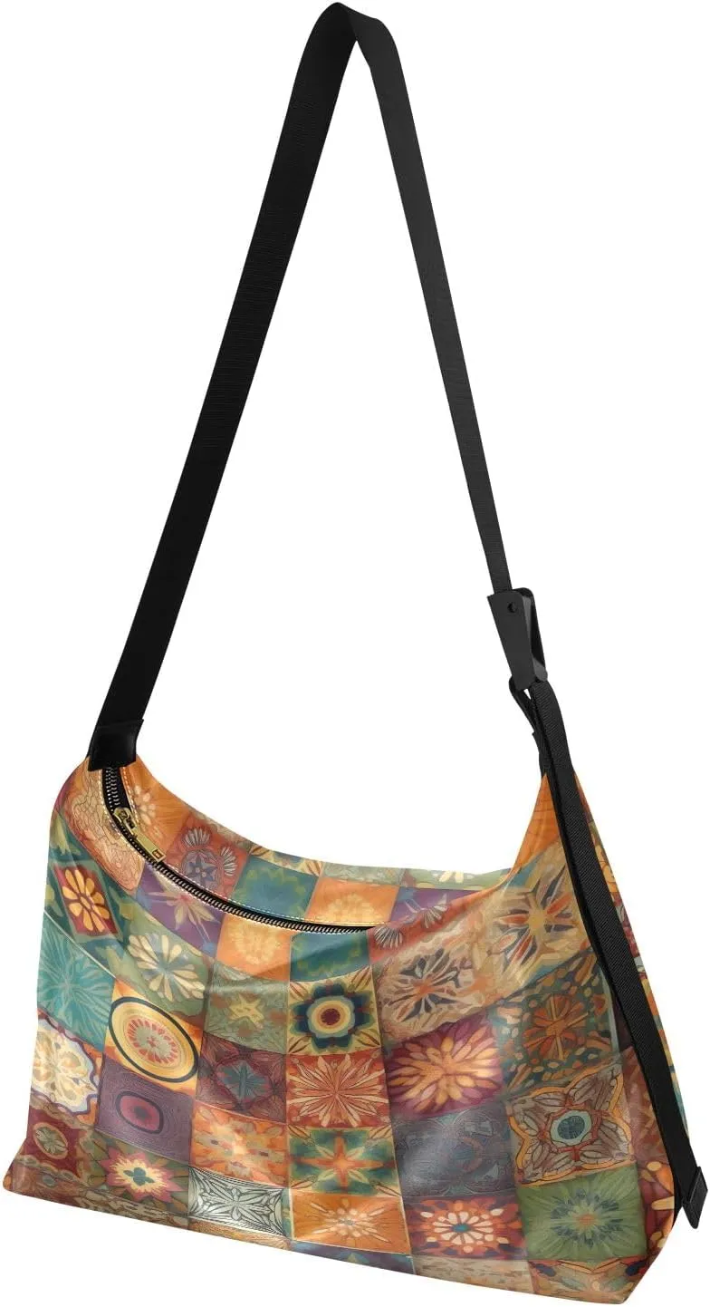 Patches of Buttons with Colors Cross Body Shoulder Bag Leather, Women's Shoulder Bag, Leather Shoulder Bag