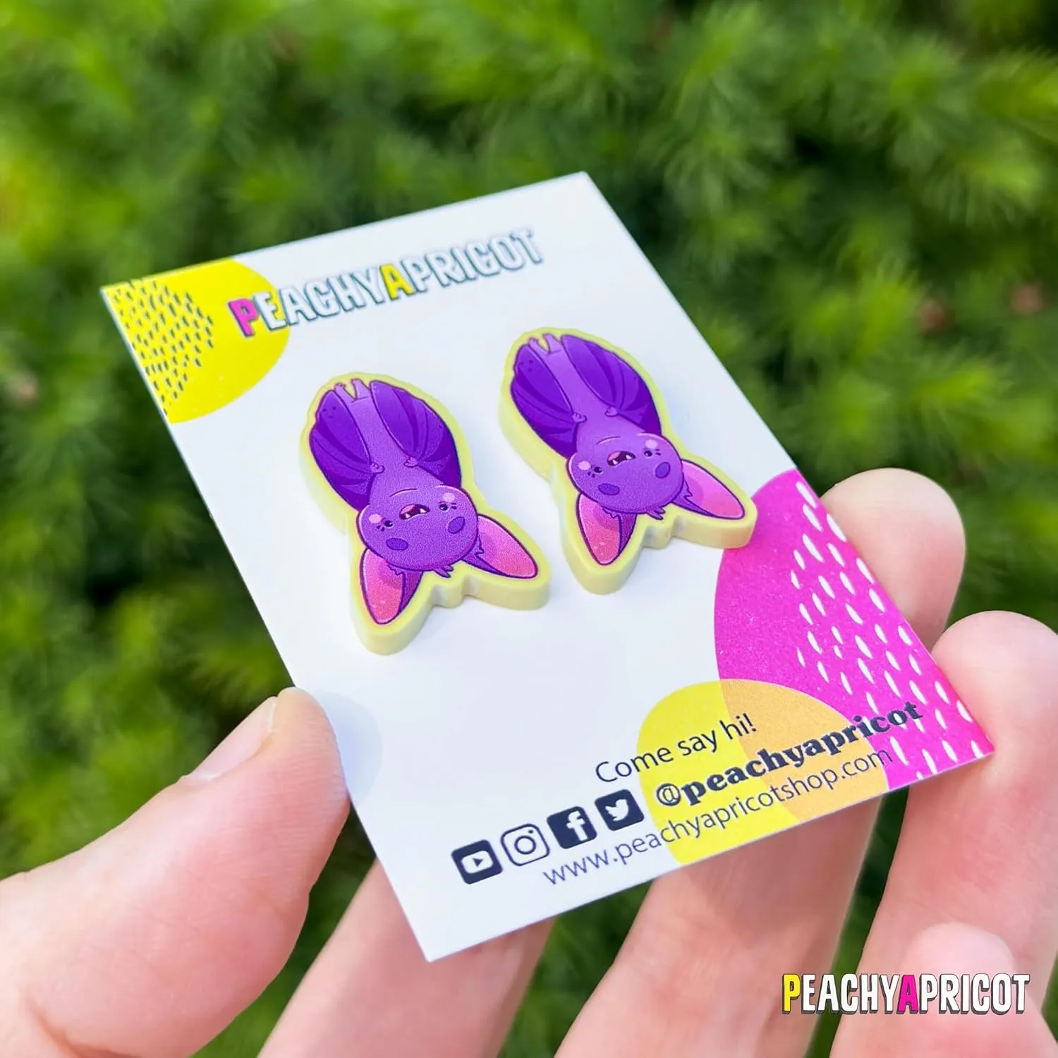 PeachyApricot Purple Bat Earrings Kawaii Pastel Goth Jewelry Hypoallergenic Halloween Stud Earrings Gifts (Acrylic)