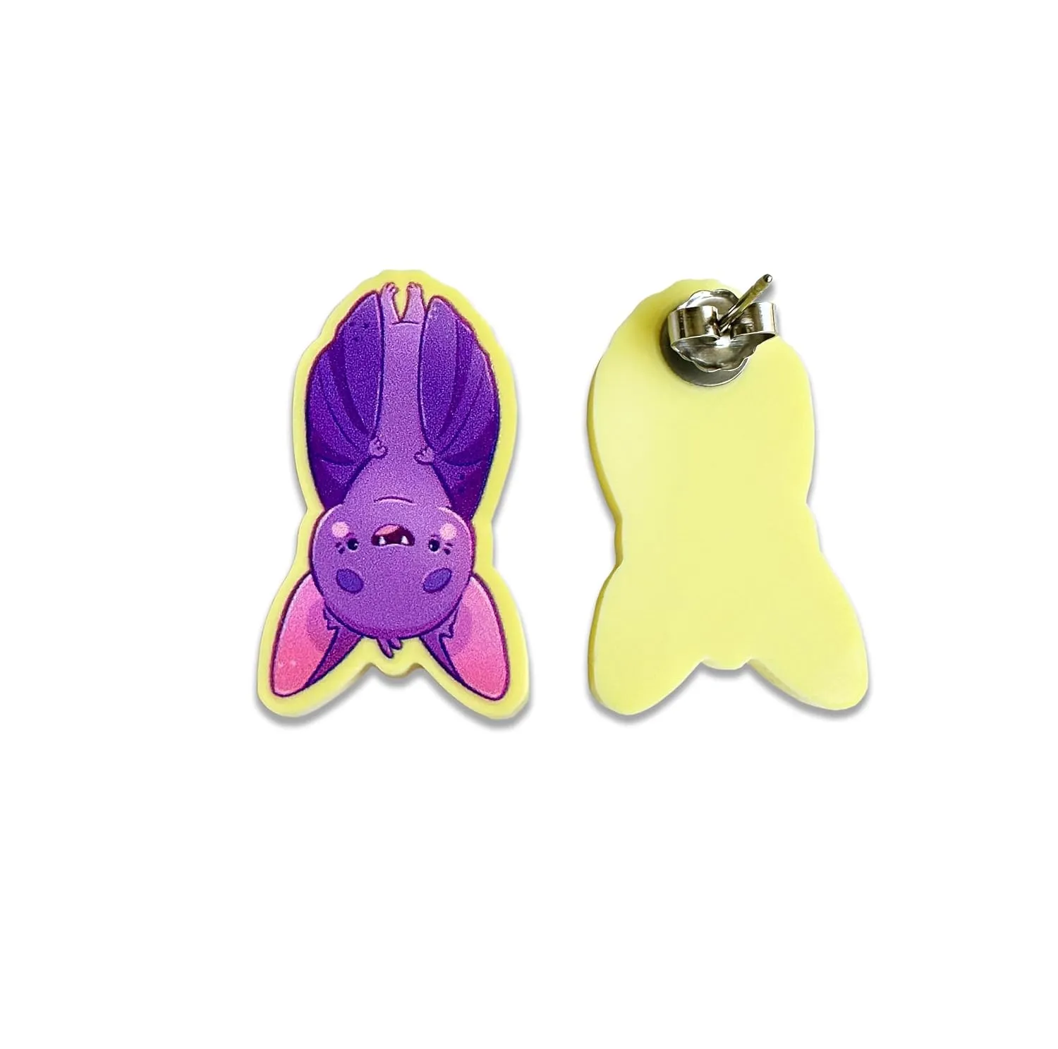 PeachyApricot Purple Bat Earrings Kawaii Pastel Goth Jewelry Hypoallergenic Halloween Stud Earrings Gifts (Acrylic)