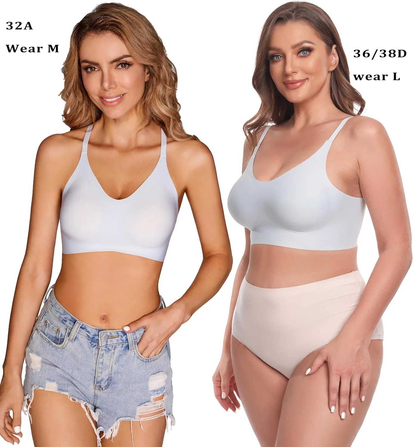 PRETTYWELL Bras for Women Comfort Seamless Bra, Cross Back Adjustable Bralette Bra, Wireless Everyday Bras for Women A-C Cup