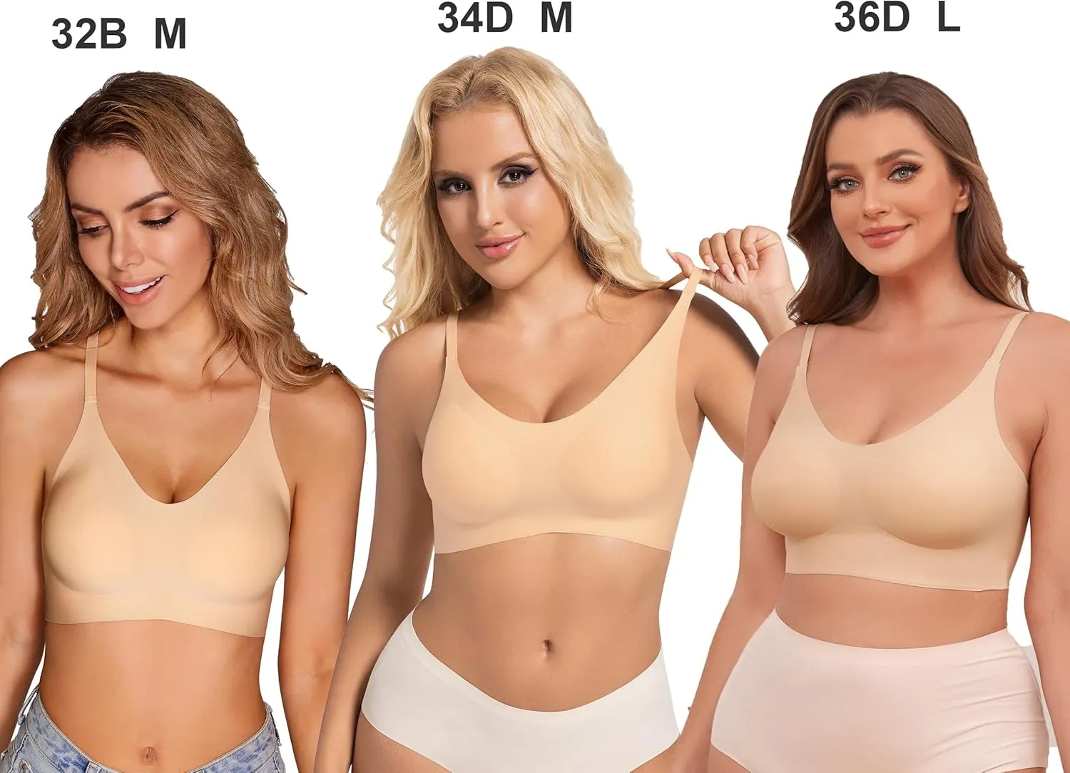 PRETTYWELL Bras for Women Comfort Seamless Bra, Cross Back Adjustable Bralette Bra, Wireless Everyday Bras for Women A-C Cup