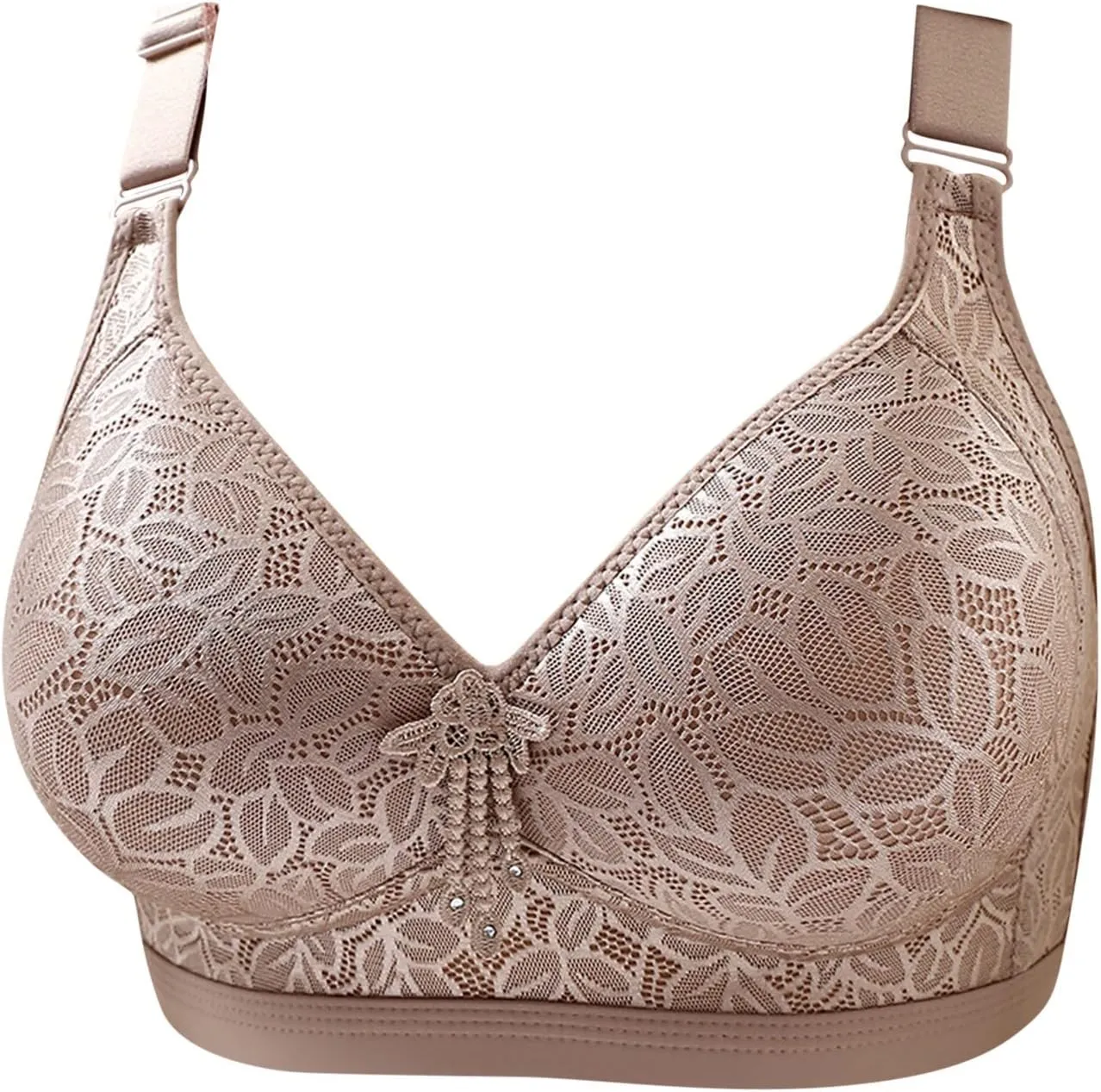 Push up Bras for Plus Size Women Full Coverage Back Fat Lace Bras Adjustable Straps No Underwire Breathable Bralettes