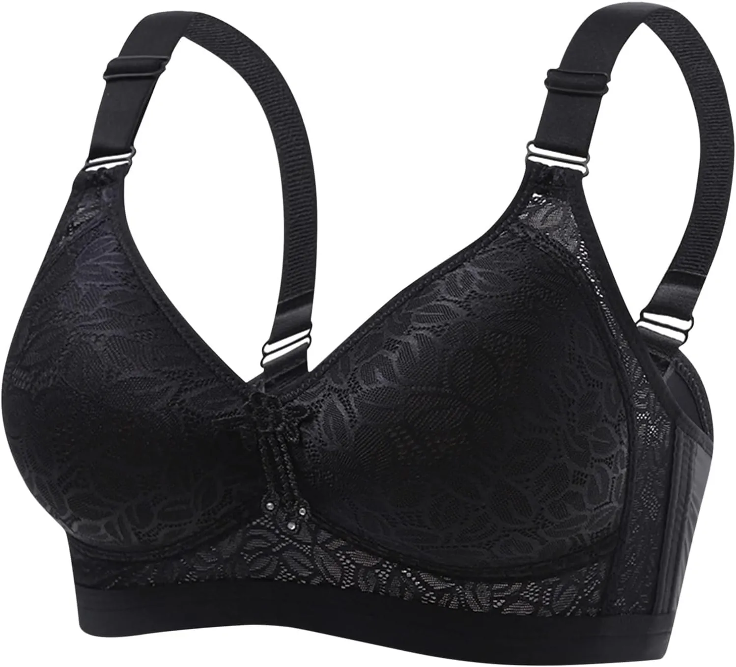 Push up Bras for Plus Size Women Full Coverage Back Fat Lace Bras Adjustable Straps No Underwire Breathable Bralettes