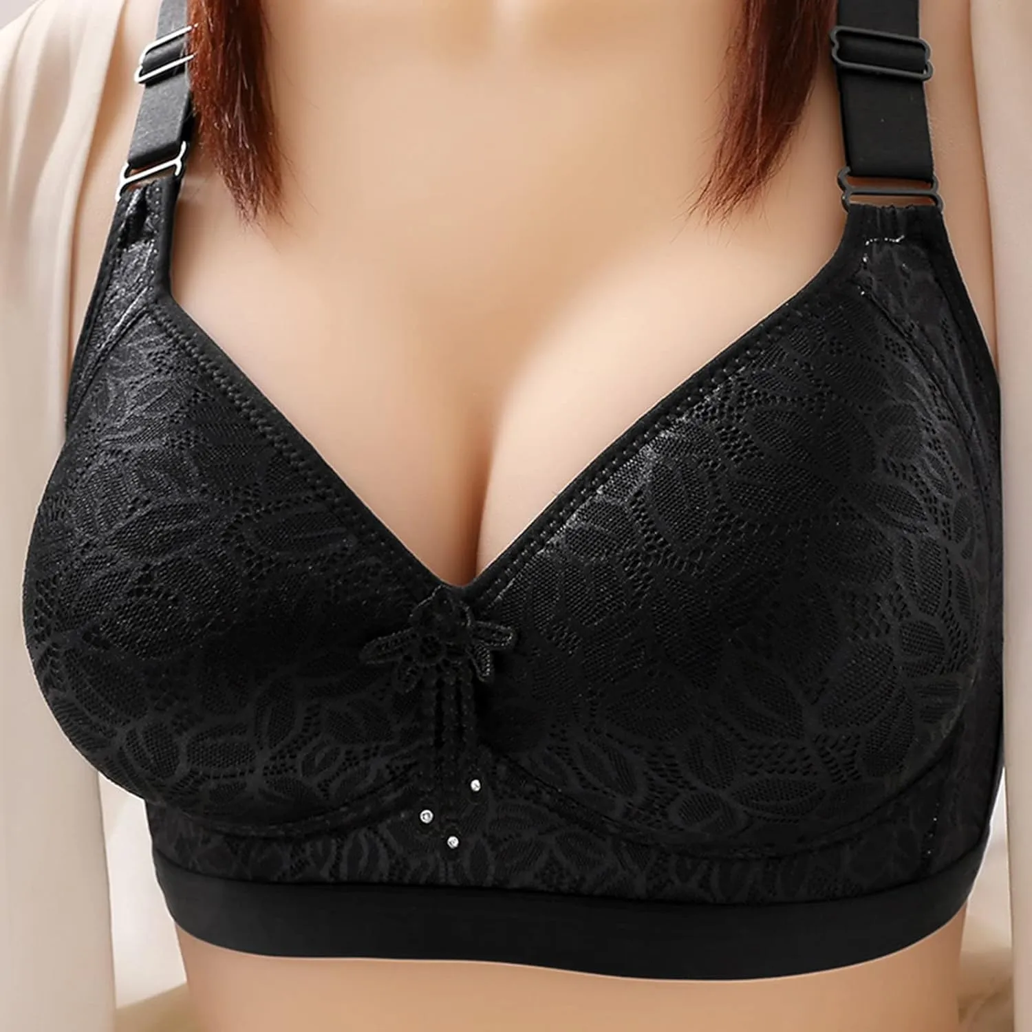 Push up Bras for Plus Size Women Full Coverage Back Fat Lace Bras Adjustable Straps No Underwire Breathable Bralettes
