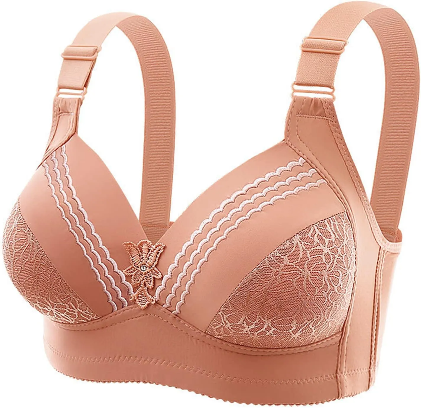 Push Up Bras for Women No Wire Anti-Sagging Oversized Bralettes Full Figure Daily Bra with Adjustable Straps